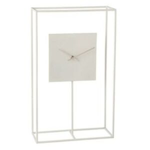 Minimalistické stolové hodiny v bielom kovovom ráme Morgaine - 33,02 * 13 * 54,5 cm