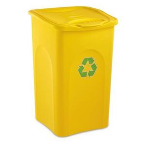 Plastový odpadkový kôš BEGREEN na triedený odpad, objem 50 l, žltý