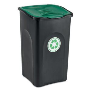 Plastový odpadkový kôš HOME ECOGREEN na triedený odpad, objem 50 l, zelený