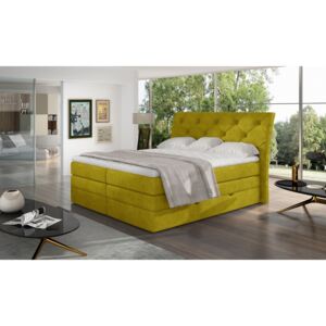 Kvalitná box spring posteľ Marek 180x200, žltá