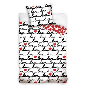 TipTrade Valentínske bavlnené obliečky so zipsom 140x200 + 70x90 - LOVE