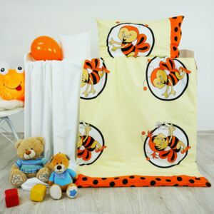 Obliečky detské bavlnené včielky oranžové EMI 130x90 + 65x45 cm