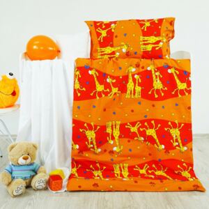 Obliečky detské žirafy červené EMI 130x90 + 65x45 cm
