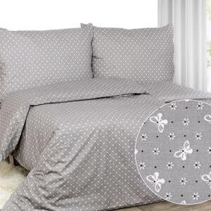 Goldea bavlnené posteľné obliečky - vzor 493 motýlikovia na sivom 140 x 200 a 70 x 90 cm