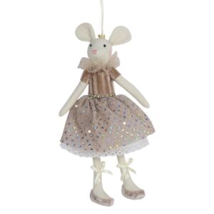 Závesná dekoračné myš v šatách s trblietkami Lotte - 24 cm