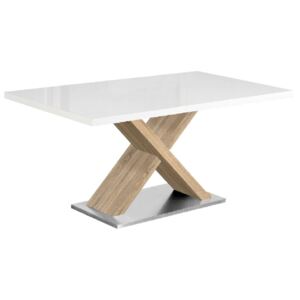 Tempo Kondela Jedálenský stôl, biela s vysokým leskom HG/dub sonoma, FARNEL