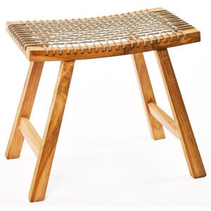 Béžová stolička z teakového dreva a výpletom z povrazu Simla Lay