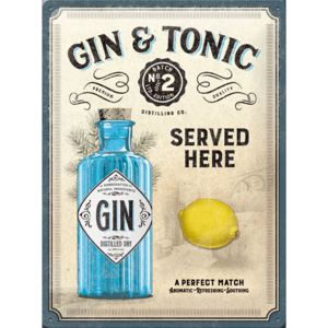 Nostalgic Art Plechová ceduľa: Gin & Tonic Served Here - 40x30 cm