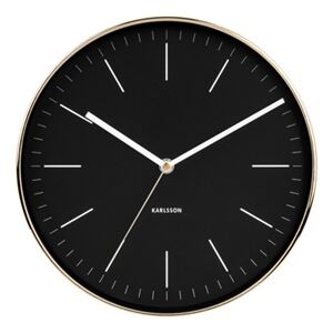 Čierne nástenné hodiny - Karlsson Minimal Black, OE 27,5 cm