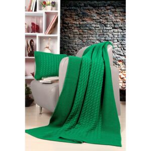 Set zeleného plédu a vankúša Kate Louise Tricot Blanket Set Sultan
