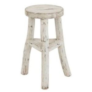 Drevená biela guľatá stolička Ibiza - Ø 26*50cm