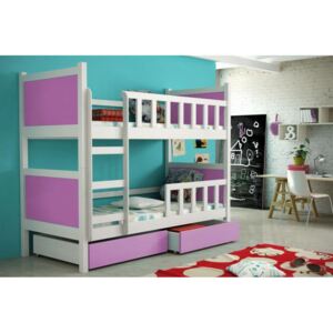 Detská poschodová posteľ Pastel, biela / ružová + MATRACE