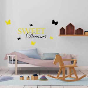 GLIX Sweet dreams - nálepka na stenu Čierná a žltá 120 x 60 cm