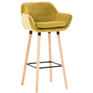 Barová stolička Grant ~ zamat, drevené nohy natura Farba Žltá