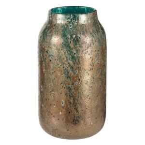 Tyrkysová sklenená váza so zlatou patinou Oriental gold - Ø 17*30cm