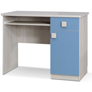 Písací stôl SPARTAN, 76x100x50 cm, dub santana/modrá