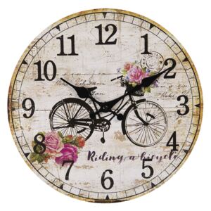 Vintage nástenné hodiny s bicyklom - Ø 30 * 3 cm / 1 * AA