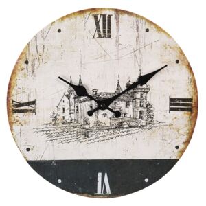 Vintage nástenné hodiny so zámkom a patinou - Ø 30 * 3 cm / 1 * AA