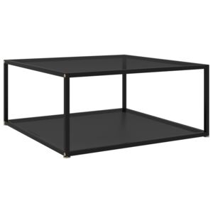 Čajový stolík čierny 80x80x35 cm tvrdené sklo
