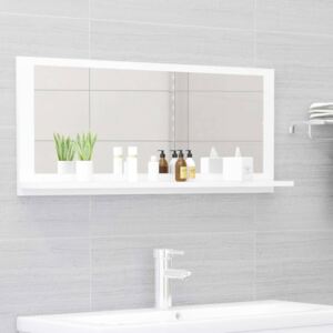 Kúpeľňové zrkadlo, biele 90x10,5x37 cm, drevotrieska