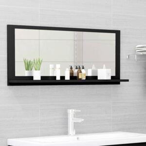 Kúpeľňové zrkadlo, čierne 90x10,5x37 cm, drevotrieska