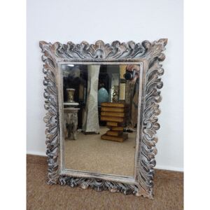 Zrkadlo PRINCESS, hnedé/mix, exotické drevo, ručná práca, 80x60 cm