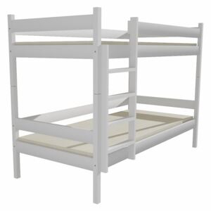 SKLADOM: Detská poschodová posteľ z MASÍVU 200x80cm bez šuplíku - PP002 - biela