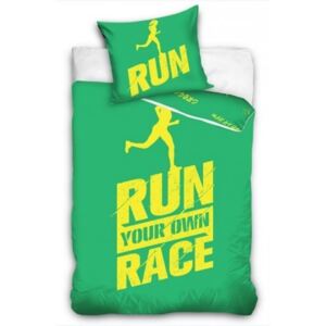 Obliečky Licenčné perkálové Run Race zelené 140x200
