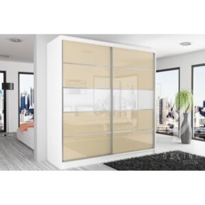 Elegantná svetlá skriňa s posuvnými sklenenými dverami - 133 cm biely korpus - Bez dojezdu