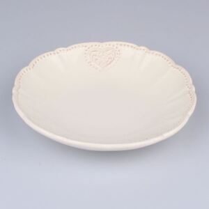 Keramický tanier - polievkový biely srdce 0,5i