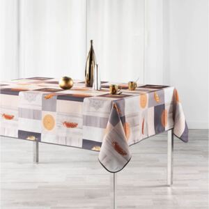 Béžový kuchynský obrus na stôl s motívom pierok 150 x 240 cm kolekcia Leaves
