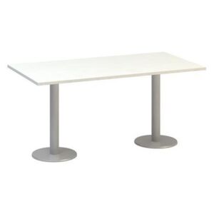 Konferenčný stôl Alfa 400 so sivým podnožím, 160 x 80 x 74,2 cm, dezén biely