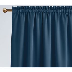Jednofarebný tmavo modrý black out záves na riasiacu pásku 140 x 280 cm