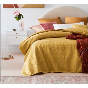 Elegantný horčicovo žltý prehoz na posteľ 240 x 260 cm