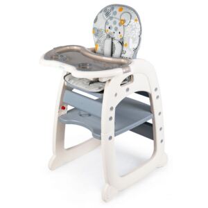 EcoToys Detská jedálenská stolička 2v1 Myška, šedá, C-211 gray