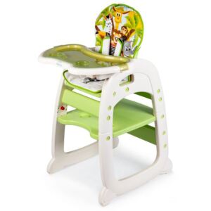 EcoToys Detská jedálenská stolička 2v1 Animals zelená, C-211 GREEN