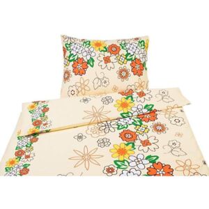 Goldea krepové posteľné obliečky - vzor 428 oranžové kvety 140 x 200 a 70 x 90 cm