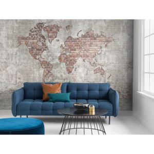 Vliesová tapeta Mr Perswall - Brick Wall World Map 450 x 265 cm