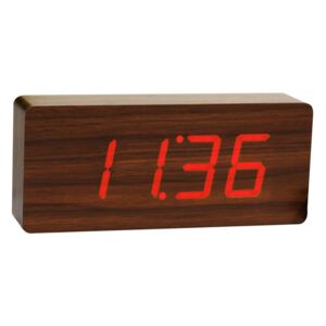 Tmavohnedý budík s červeným LED displejom Gingko Slab Click Clock