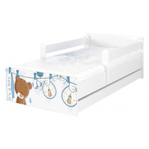 Baby Boo detská posteľ Max biela medvedík na šnúre 160x80 cm