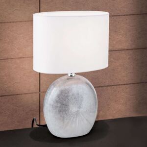 Keramická lampa Ethno 38 cm biela, podstavec titán