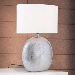 Keramická lampa Ethno 52 cm biela, podstavec titán