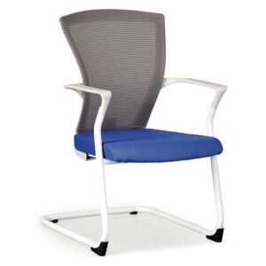 Konferenčná stolička Bret, biela/modrá