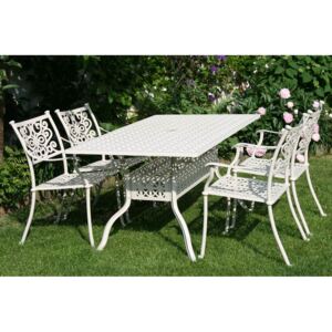 BARNSLEY TINTINHAL WHITE 4 kovové stoličky so stolom 89 x 158 cm