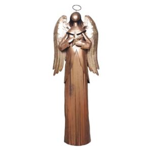 Veľký plechový bronzovo-zlatý anjel - 26 * 11 * 74cm