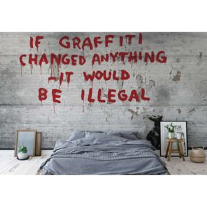Fototapeta - Banksy Graffiti Concrete Vliesová tapeta - 254x184 cm