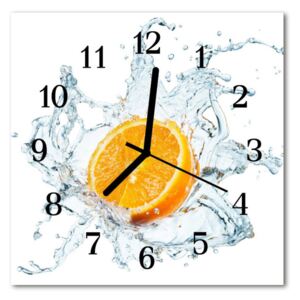 Nástenné sklenené hodiny oranžová voda