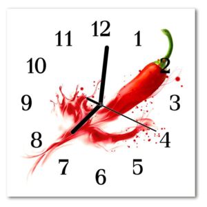 Nástenné sklenené hodiny paprika