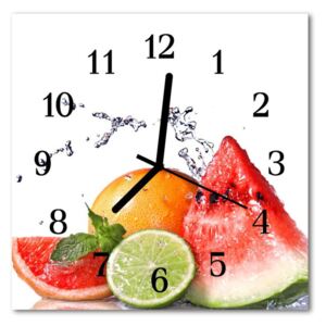 Nástenné sklenené hodiny ovocie