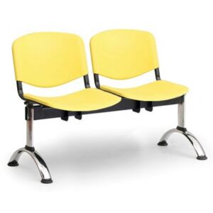 EUROSEAT Plastová lavice do čakární ISO, 2-sedák, žltá, chrómované nohy